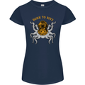 Born to Dive Octopus Scuba Diving Diver Womens Petite Cut T-Shirt Navy Blue