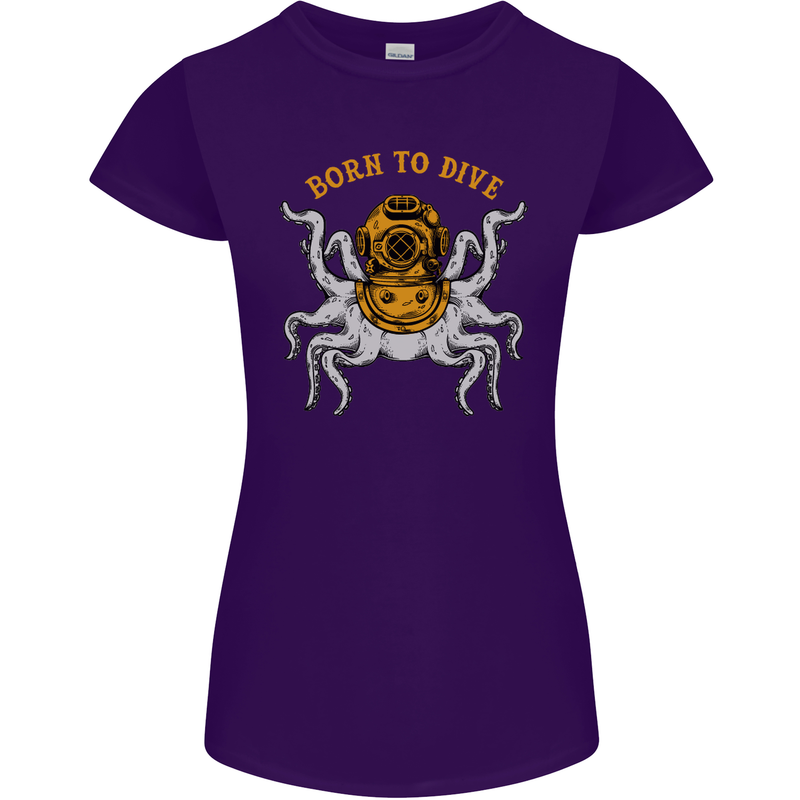 Born to Dive Octopus Scuba Diving Diver Womens Petite Cut T-Shirt Purple