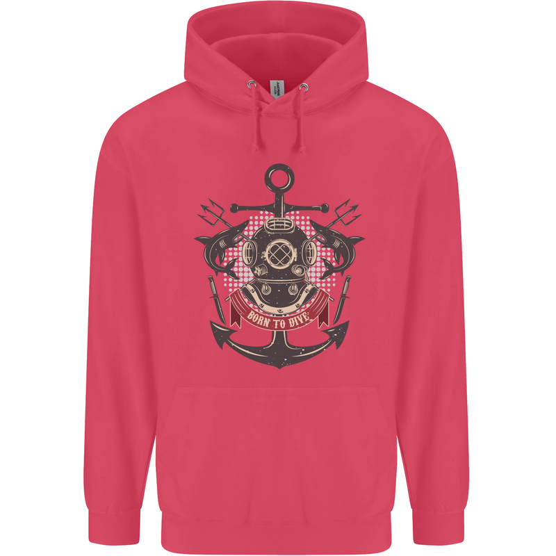 Born to Dive Scuba Diving Diver Childrens Kids Hoodie Heliconia