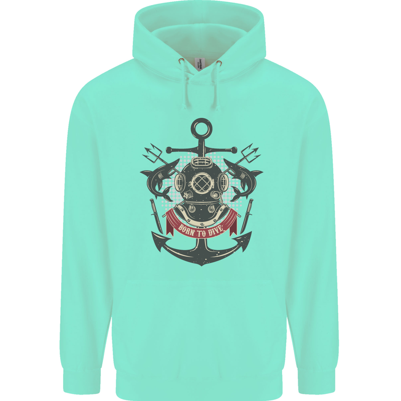 Born to Dive Scuba Diving Diver Childrens Kids Hoodie Peppermint