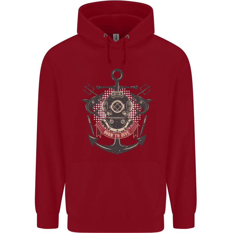 Born to Dive Scuba Diving Diver Childrens Kids Hoodie Red