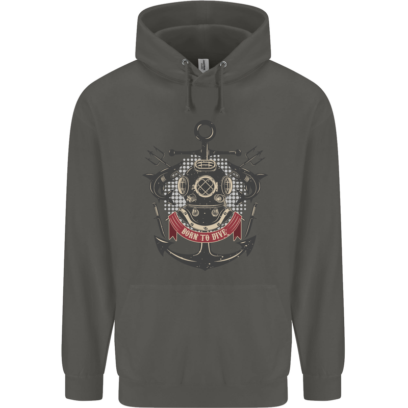 Born to Dive Scuba Diving Diver Childrens Kids Hoodie Storm Grey