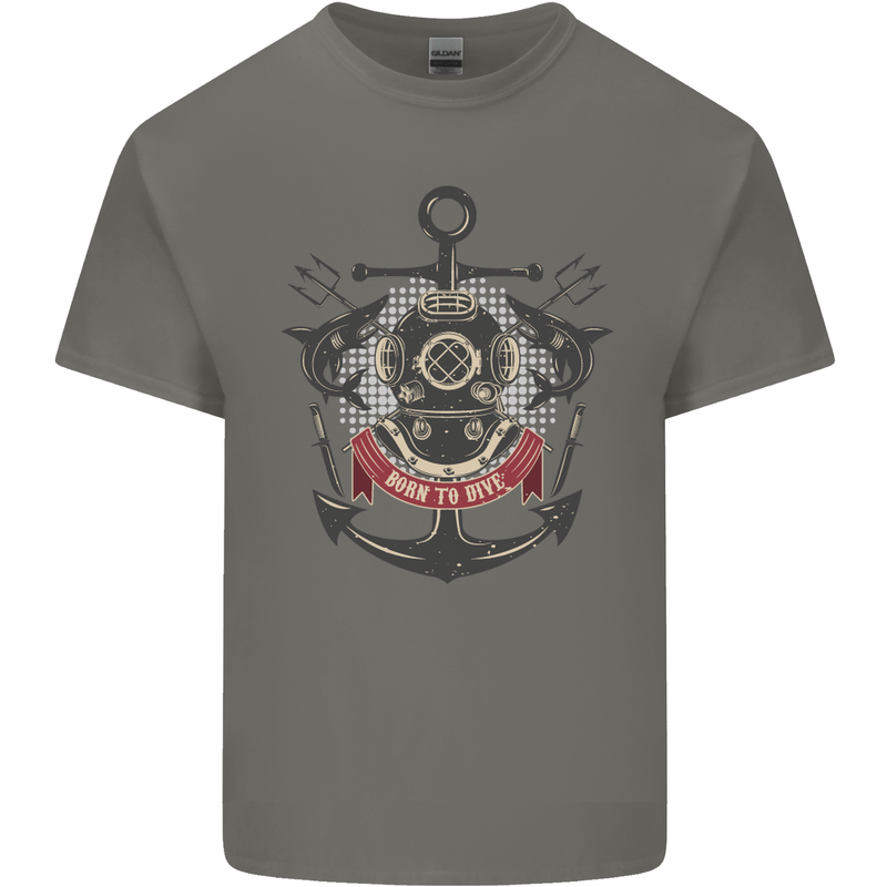 Born to Dive Scuba Diving Diver Kids T-Shirt Childrens Charcoal