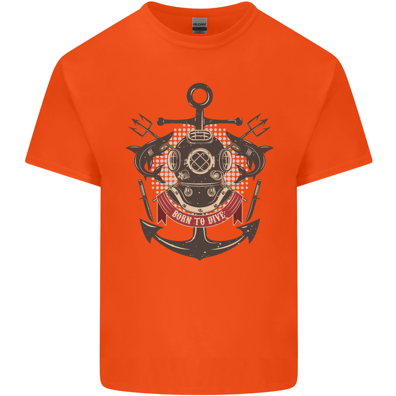 Born to Dive Scuba Diving Diver Kids T-Shirt Childrens Orange