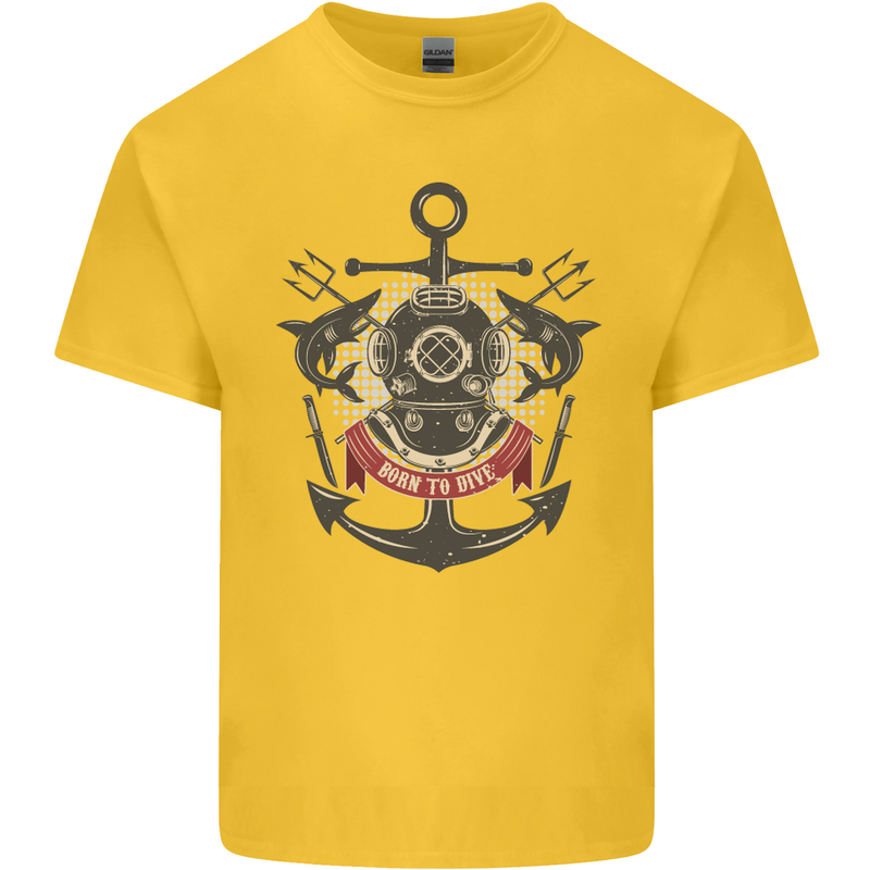 Born to Dive Scuba Diving Diver Kids T-Shirt Childrens Yellow