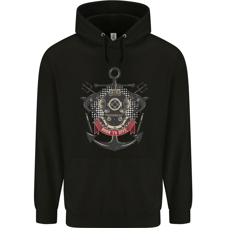 Born to Dive Scuba Diving Diver Mens 80% Cotton Hoodie Black