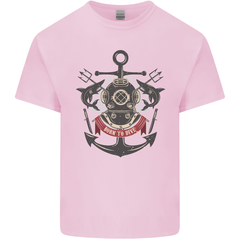 Born to Dive Scuba Diving Diver Mens Cotton T-Shirt Tee Top Light Pink