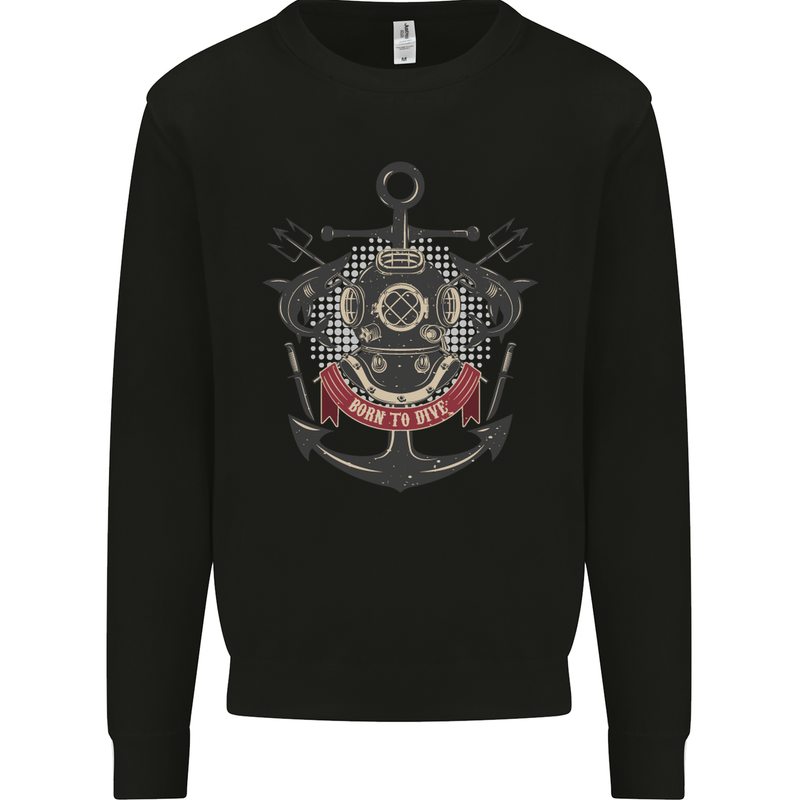 Born to Dive Scuba Diving Diver Mens Sweatshirt Jumper Black