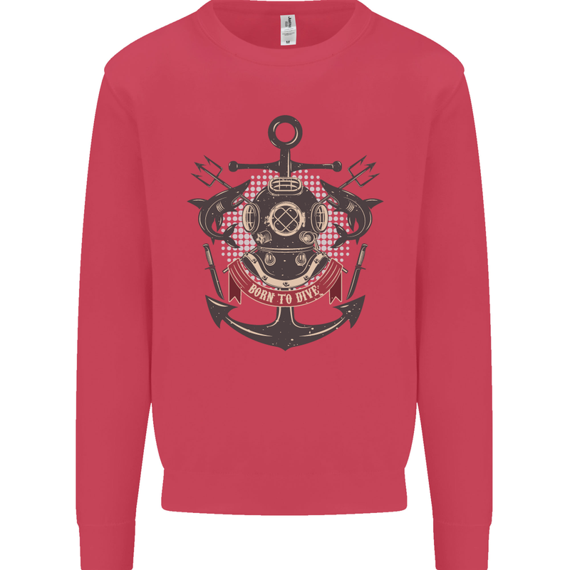 Born to Dive Scuba Diving Diver Mens Sweatshirt Jumper Heliconia