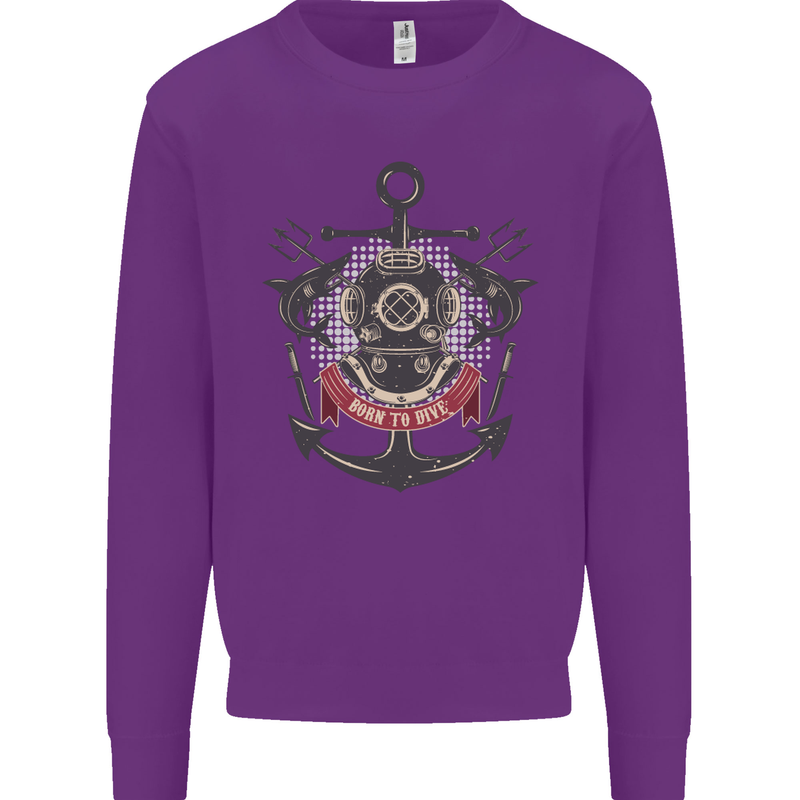 Born to Dive Scuba Diving Diver Mens Sweatshirt Jumper Purple