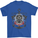 Born to Dive Scuba Diving Diver Mens T-Shirt Cotton Gildan Royal Blue