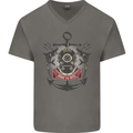 Born to Dive Scuba Diving Diver Mens V-Neck Cotton T-Shirt Charcoal