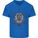 Born to Dive Scuba Diving Diver Mens V-Neck Cotton T-Shirt Royal Blue