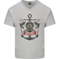 Born to Dive Scuba Diving Diver Mens V-Neck Cotton T-Shirt Sports Grey