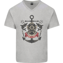 Born to Dive Scuba Diving Diver Mens V-Neck Cotton T-Shirt Sports Grey