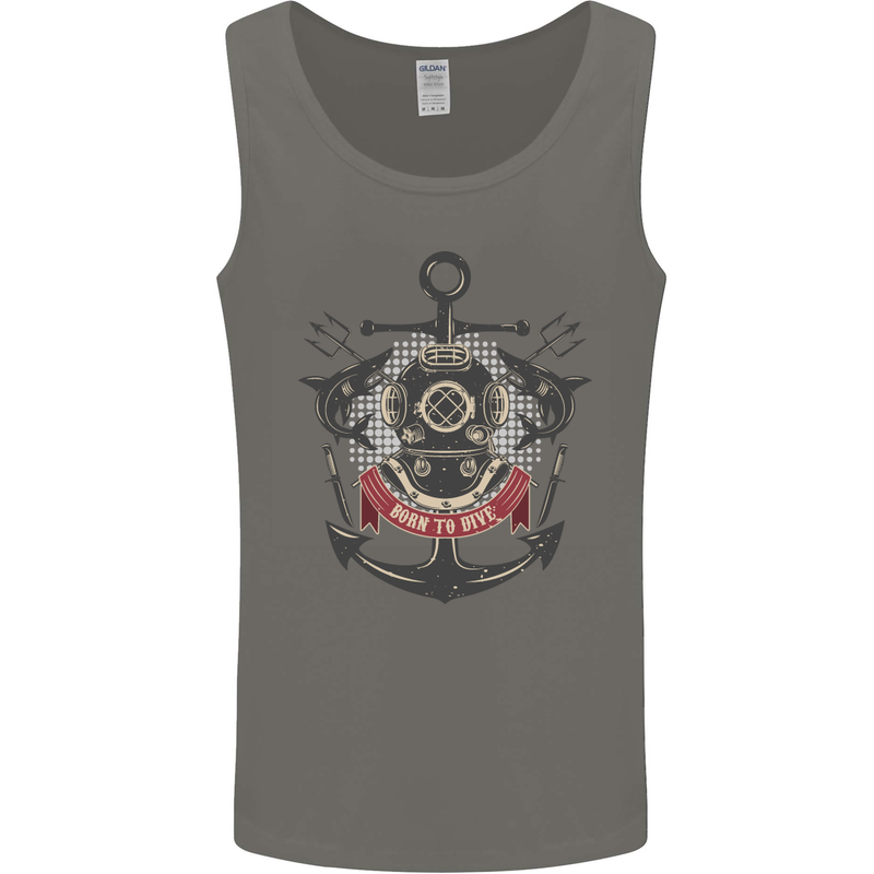 Born to Dive Scuba Diving Diver Mens Vest Tank Top Charcoal