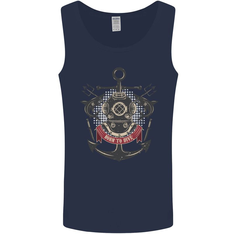 Born to Dive Scuba Diving Diver Mens Vest Tank Top Navy Blue