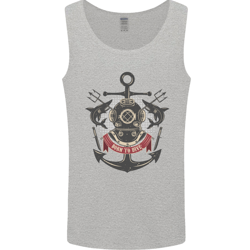 Born to Dive Scuba Diving Diver Mens Vest Tank Top Sports Grey