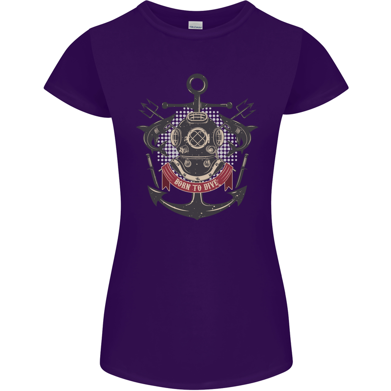 Born to Dive Scuba Diving Diver Womens Petite Cut T-Shirt Purple