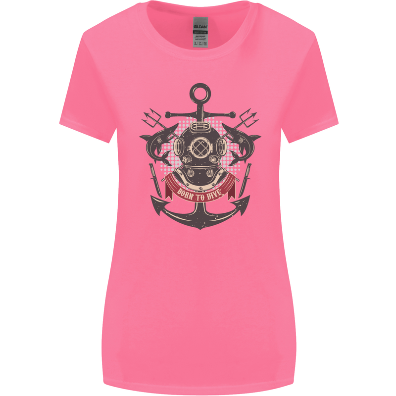 Born to Dive Scuba Diving Diver Womens Wider Cut T-Shirt Azalea