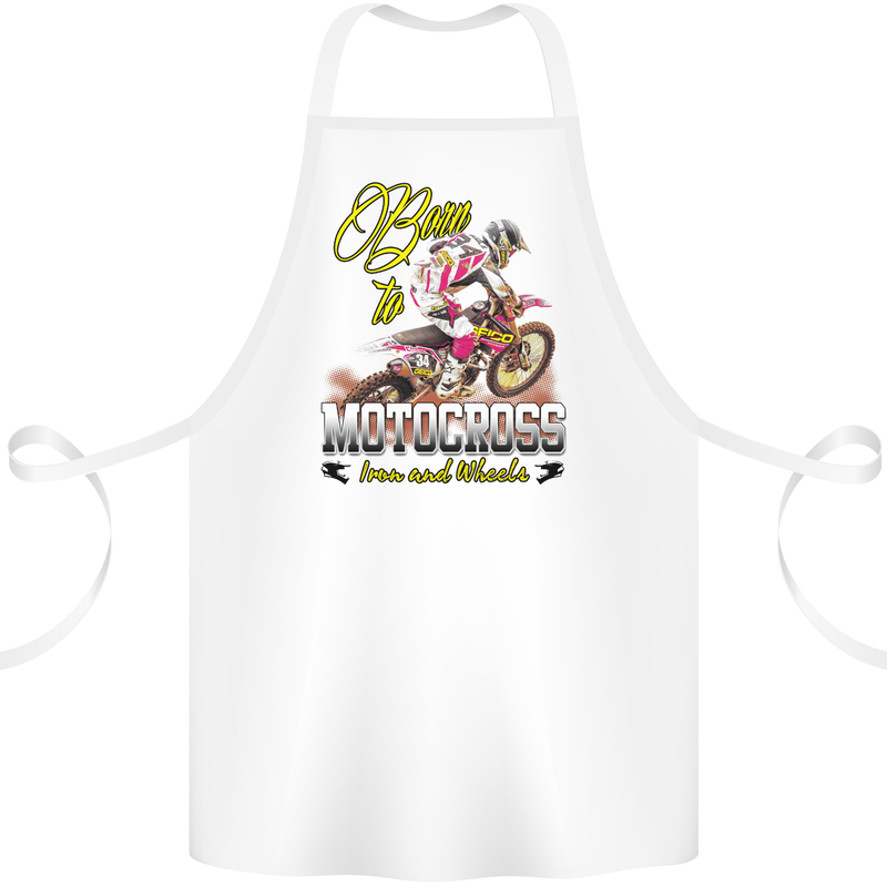 Born to Motocross Dirt Bike Cotton Apron 100% Organic White