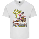 Born to Motocross Dirt Bike Mens V-Neck Cotton T-Shirt White