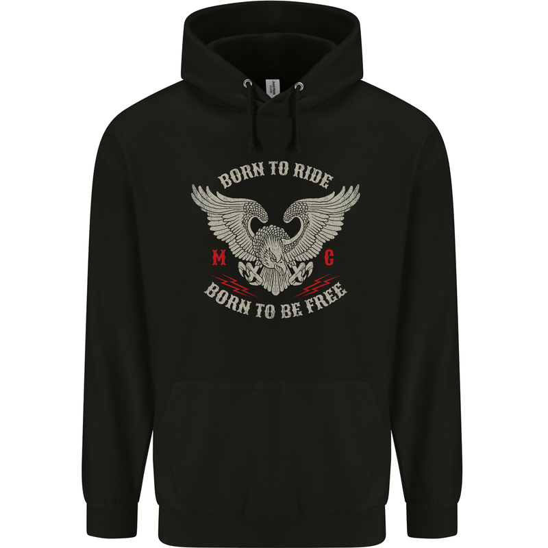 Born to Ride Biker Motorcycle Motorbike Childrens Kids Hoodie Black