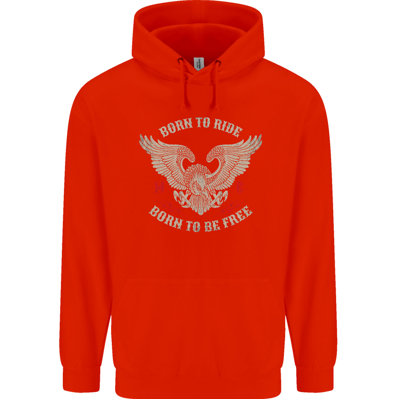Born to Ride Biker Motorcycle Motorbike Childrens Kids Hoodie Bright Red