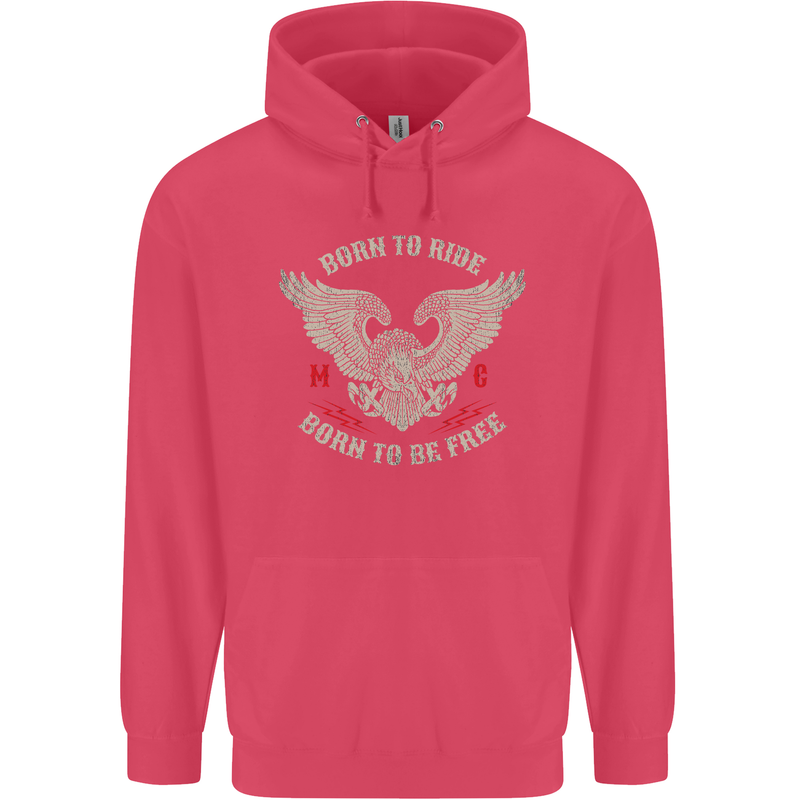 Born to Ride Biker Motorcycle Motorbike Childrens Kids Hoodie Heliconia
