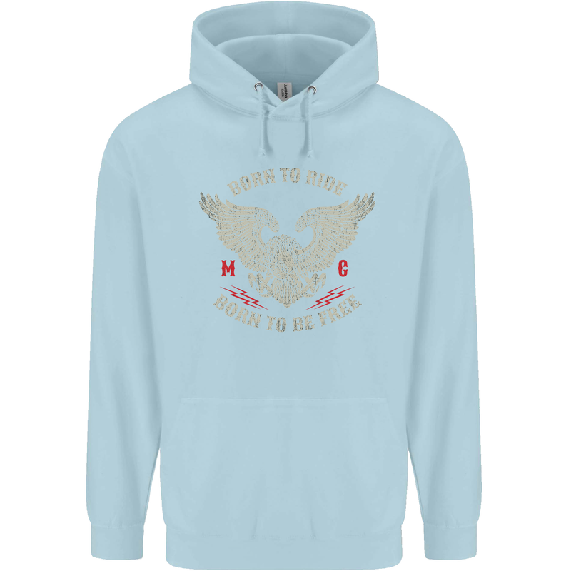 Born to Ride Biker Motorcycle Motorbike Childrens Kids Hoodie Light Blue