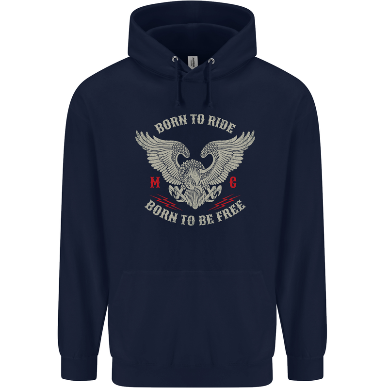 Born to Ride Biker Motorcycle Motorbike Childrens Kids Hoodie Navy Blue