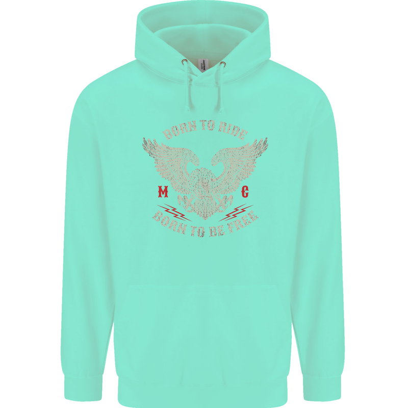Born to Ride Biker Motorcycle Motorbike Childrens Kids Hoodie Peppermint