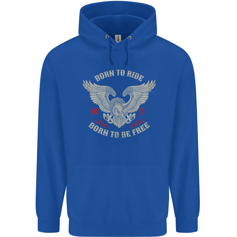 Born to Ride Biker Motorcycle Motorbike Childrens Kids Hoodie Royal Blue
