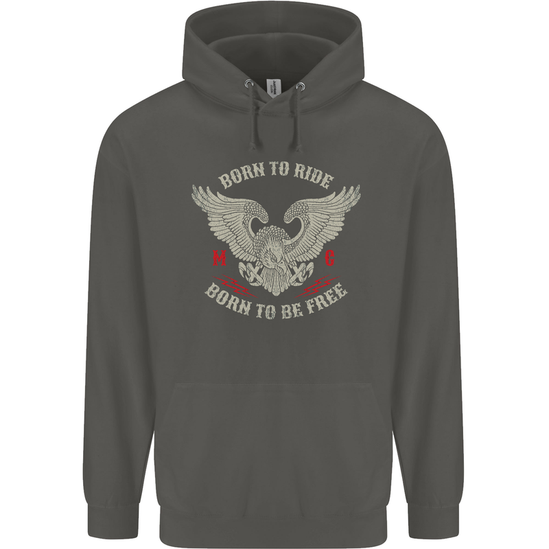 Born to Ride Biker Motorcycle Motorbike Childrens Kids Hoodie Storm Grey
