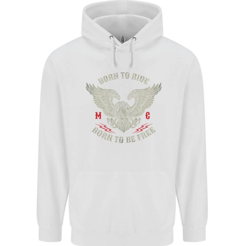 Born to Ride Biker Motorcycle Motorbike Childrens Kids Hoodie White