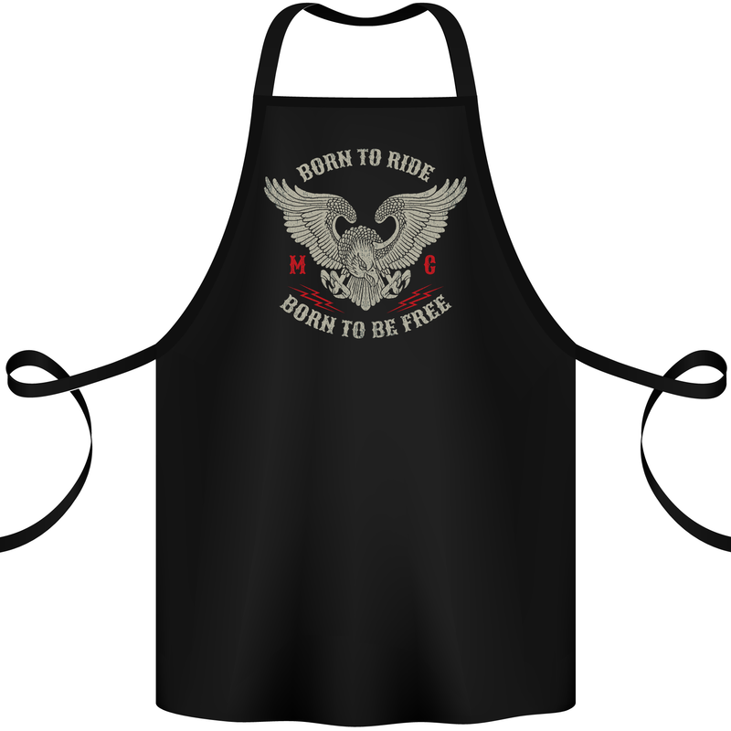 Born to Ride Biker Motorcycle Motorbike Cotton Apron 100% Organic Black