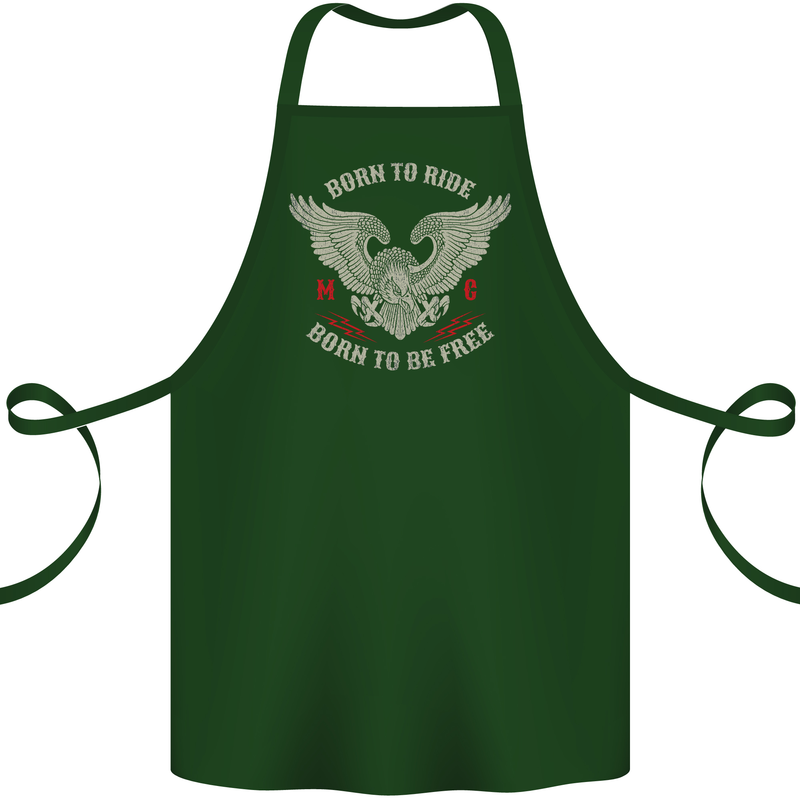 Born to Ride Biker Motorcycle Motorbike Cotton Apron 100% Organic Forest Green