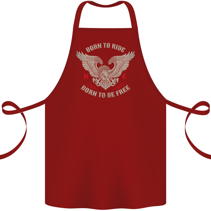 Born to Ride Biker Motorcycle Motorbike Cotton Apron 100% Organic Maroon
