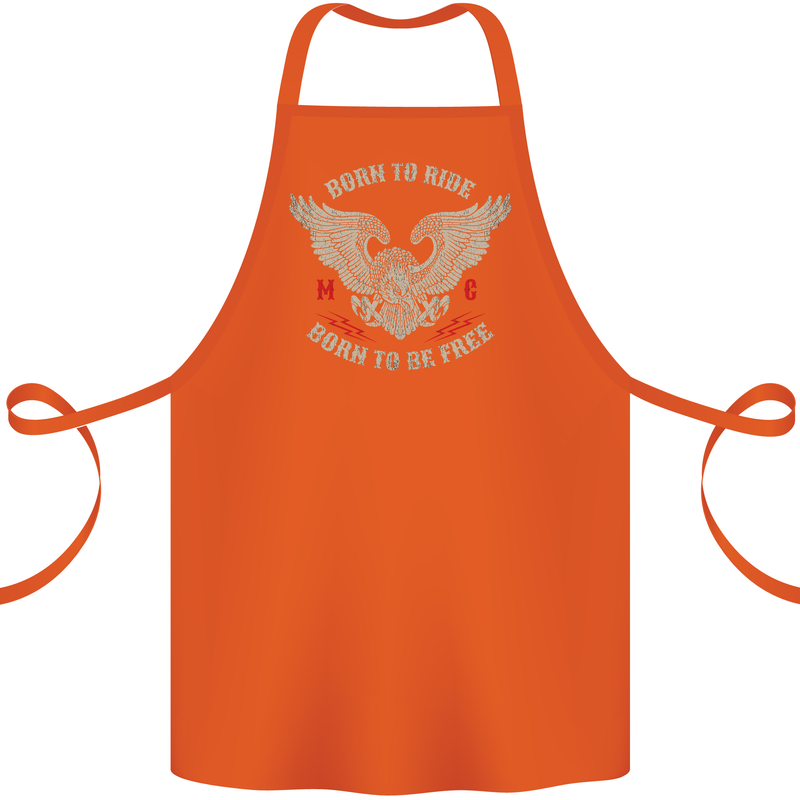 Born to Ride Biker Motorcycle Motorbike Cotton Apron 100% Organic Orange