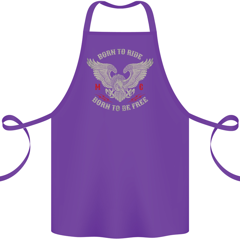 Born to Ride Biker Motorcycle Motorbike Cotton Apron 100% Organic Purple
