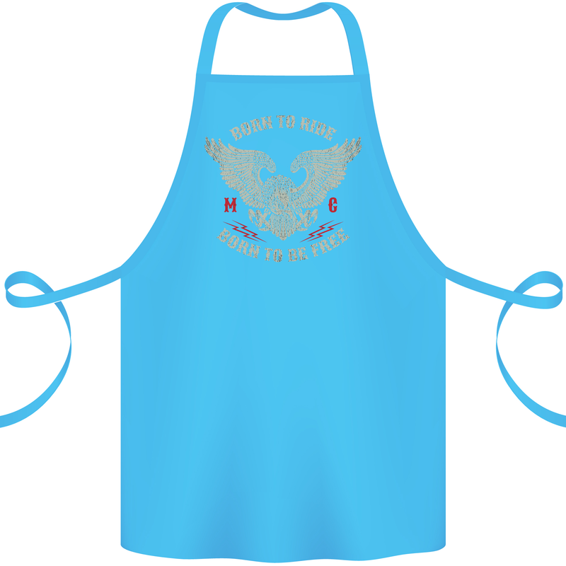 Born to Ride Biker Motorcycle Motorbike Cotton Apron 100% Organic Turquoise