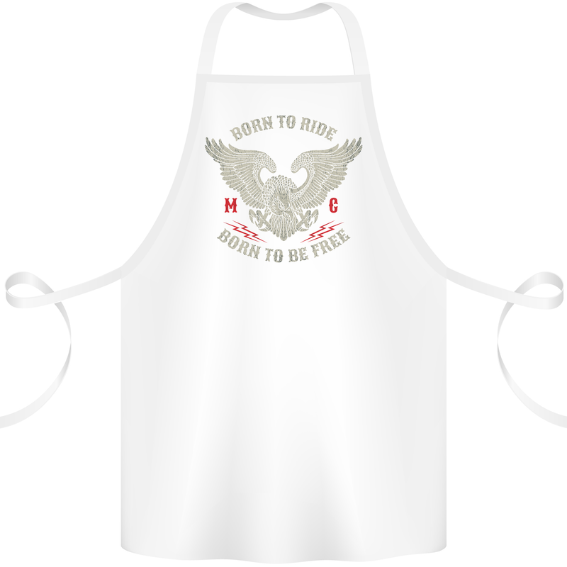 Born to Ride Biker Motorcycle Motorbike Cotton Apron 100% Organic White