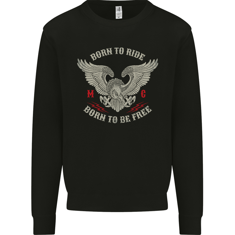 Born to Ride Biker Motorcycle Motorbike Kids Sweatshirt Jumper Black