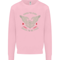 Born to Ride Biker Motorcycle Motorbike Kids Sweatshirt Jumper Light Pink