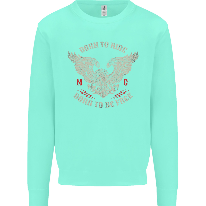 Born to Ride Biker Motorcycle Motorbike Kids Sweatshirt Jumper Peppermint