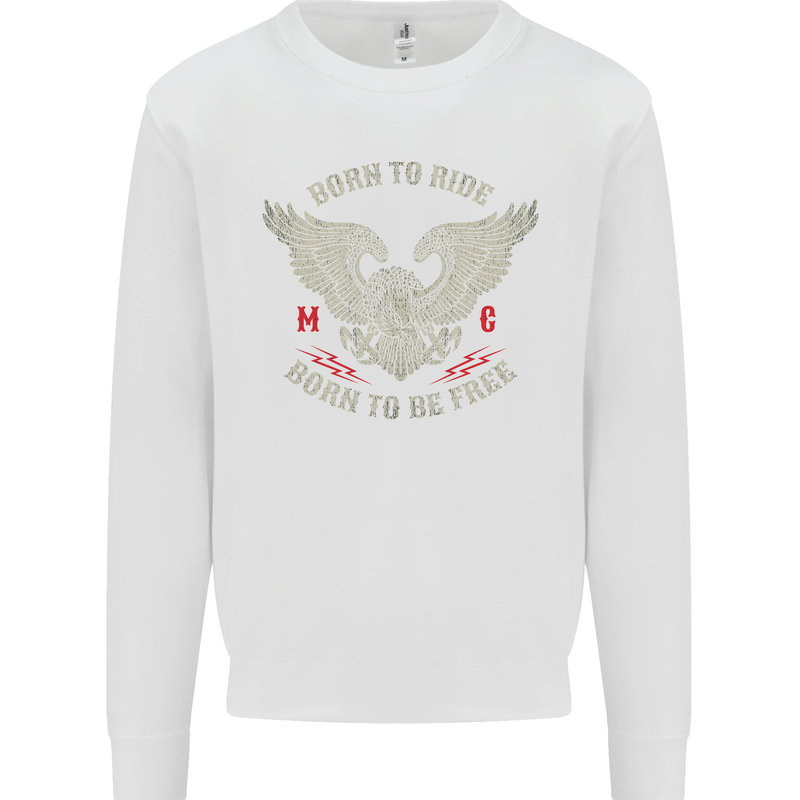 Born to Ride Biker Motorcycle Motorbike Kids Sweatshirt Jumper White