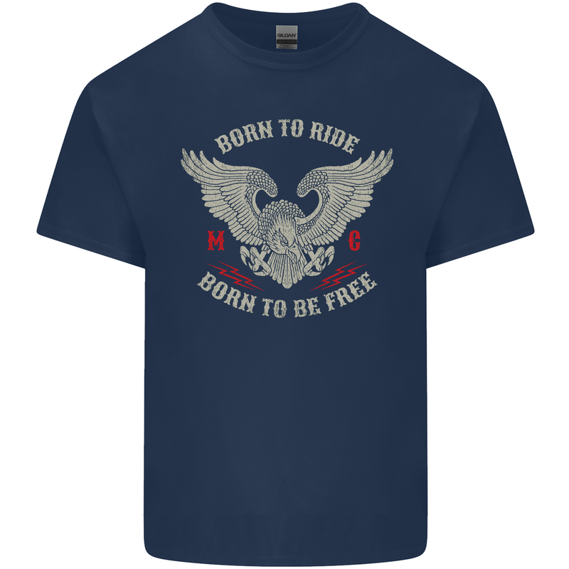 Born to Ride Biker Motorcycle Motorbike Kids T-Shirt Childrens Navy Blue