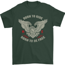 Born to Ride Biker Motorcycle Motorbike Mens T-Shirt Cotton Gildan Forest Green