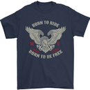 Born to Ride Biker Motorcycle Motorbike Mens T-Shirt Cotton Gildan Navy Blue