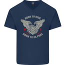 Born to Ride Biker Motorcycle Motorbike Mens V-Neck Cotton T-Shirt Navy Blue